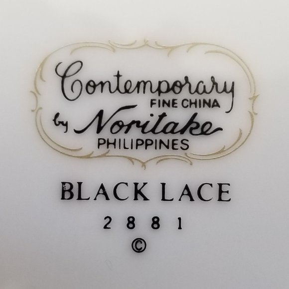 Noritake Black Lace Fine China 4 pc Setting Excellent Condition - Picture 8 of 8